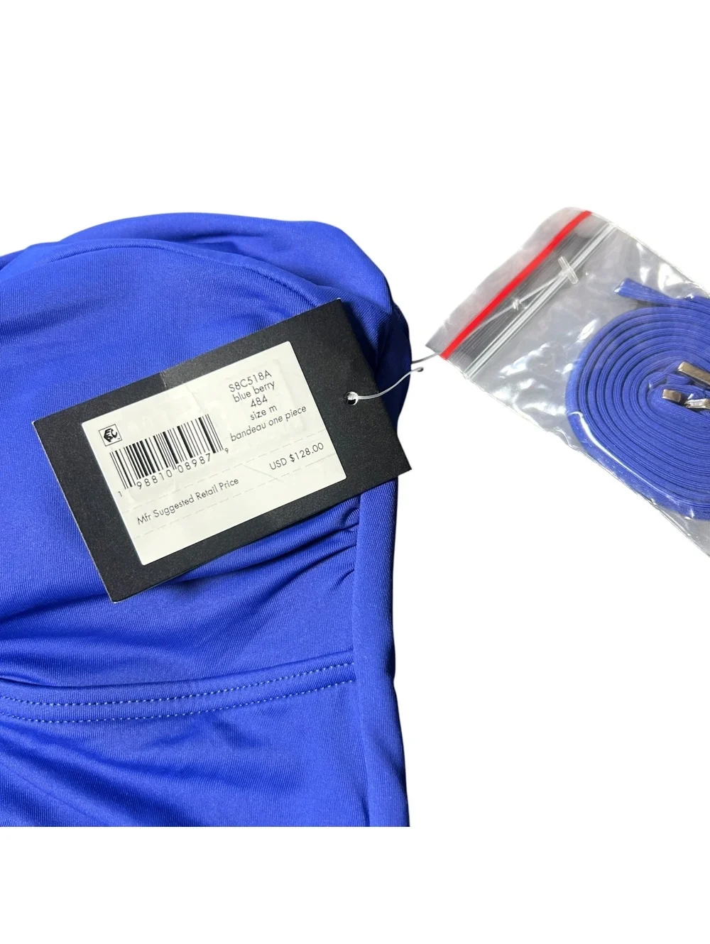 KATE SPADE blueberry blue bandeau one piece swimsuit size Medium $148 NWT